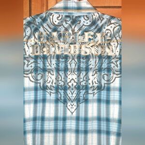 Ladies Harley-Davidson Embroidered Western Cut Pearl Snap Plaid Shirt Biker LRG
